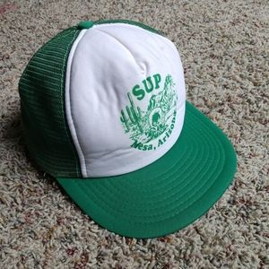 Vintage SUP Mesa Arizona Green White Trendy Trucker Hat Cap Snapback Cowboy